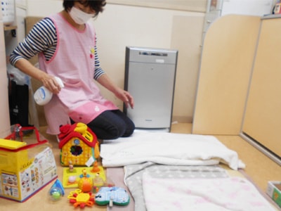 都内の幼稚園・保育園での除菌消臭水スプレーのサンプリング事例1